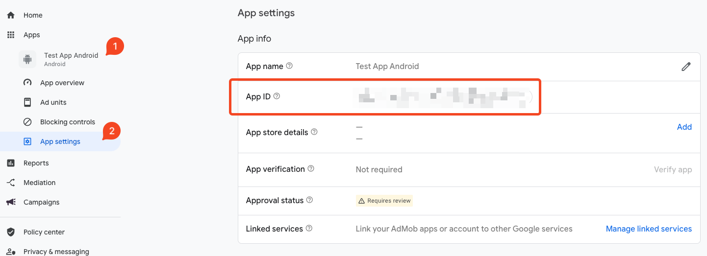 Admob App ID Setup